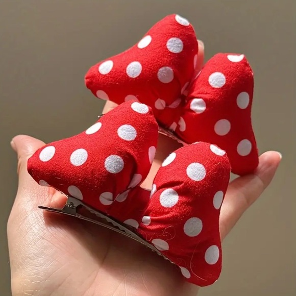 Disney Other - Minnie Mouse Red Polka Dot Hair Clips